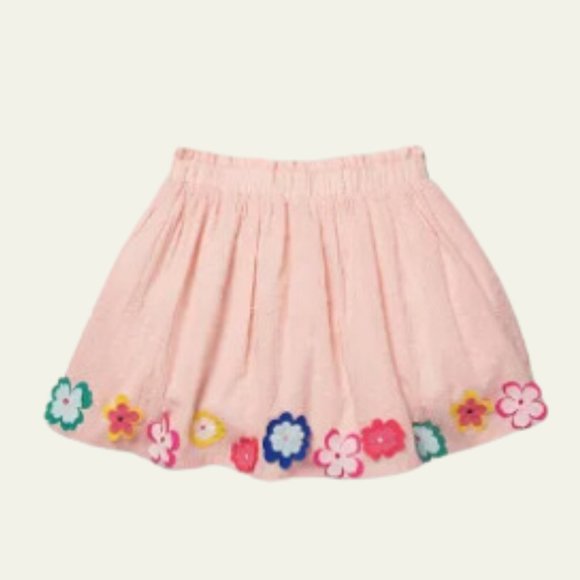 NWT Mini Boden Floral Appliqué Hula Flutter Skirt Size 7-8 OR 9-10 - Picture 2 of 6